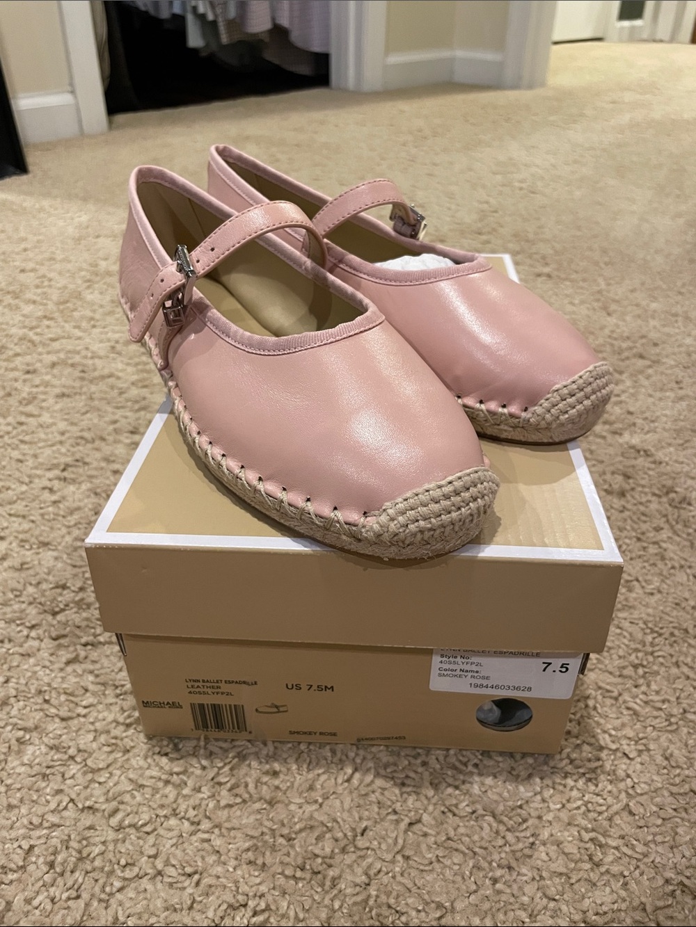 NIB— Michael Kors Pink Mary Jane Espadrille Flats size 7.5